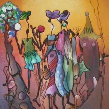 Peinture intitulée "Un Monde..." par Atelier Les 3a, Œuvre d'art originale