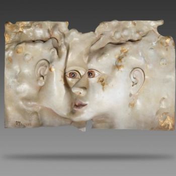 Sculpture intitulée "Tête Plate" par Sak, Œuvre d'art originale