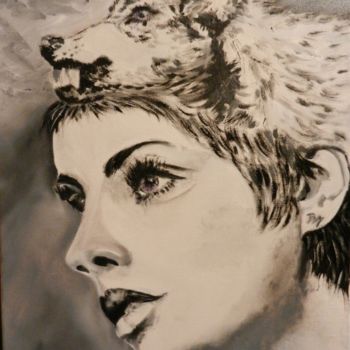 Ζωγραφική με τίτλο "La belle et la bête" από Brigitte Mathé (MBL), Αυθεντικά έργα τέχνης, Λάδι Τοποθετήθηκε στο Ξύλινο φορεί…