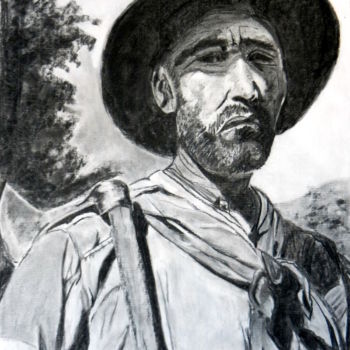 Drawing titled "Paysan espagnol" by Brigitte Mathé (MBL), Original Artwork