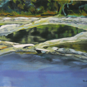 Painting titled "Marais salant" by Brigitte Mathé (MBL), Original Artwork, Oil Mounted on Wood Stretcher frame