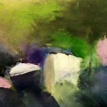 Peinture intitulée "Village Bleu" par Catherine Kret, Œuvre d'art originale