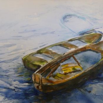 Ζωγραφική με τίτλο "Les 3 barques inond…" από Pierre Feyeux, Αυθεντικά έργα τέχνης, Λάδι