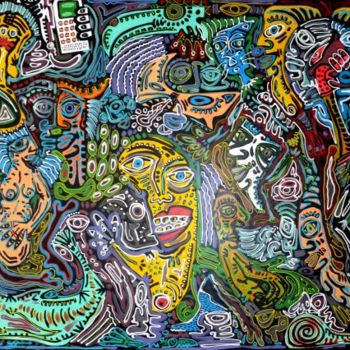 Peinture intitulée "C'est la fête dans…" par Walter Scott, Œuvre d'art originale, Acrylique