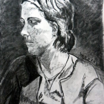 Dessin intitulée "Sandra, profil gauc…" par Brigitte Mathé (MBL), Œuvre d'art originale