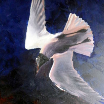 Peinture intitulée "Mouette rieuse" par Brigitte Mathé (MBL), Œuvre d'art originale, Huile Monté sur Châssis en bois