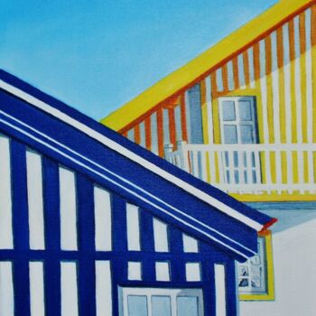 Painting titled "A GEOMETRIA DA COST…" by Inês Dourado, Original Artwork, Oil
