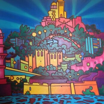 Peinture intitulée "Marseille capitale…" par Gwendoline Pieters, Œuvre d'art originale, Huile