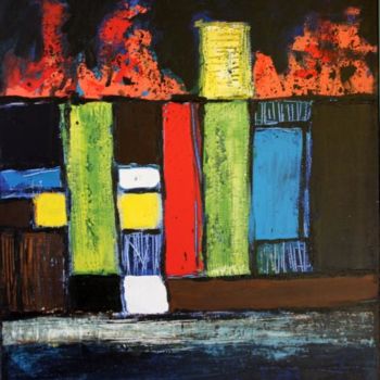 Ζωγραφική με τίτλο "City" από Delphine Mabed, Αυθεντικά έργα τέχνης, Λάδι