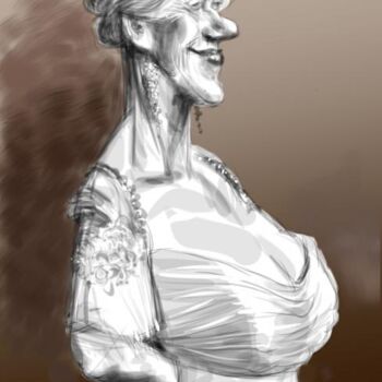 Digitale Kunst mit dem Titel "Helen Mirren" von Bertrand Daullé, Original-Kunstwerk, Digitale Malerei