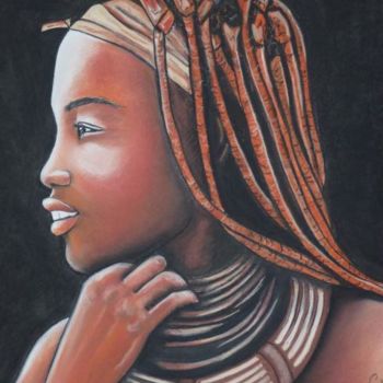 Painting titled "femme aux colliers" by Céline Alves, Original Artwork
