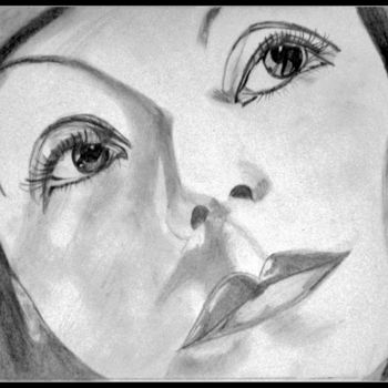 Disegno intitolato "Greta Garbo, "série…" da Brigitte Mathé (MBL), Opera d'arte originale, Matita