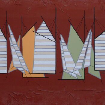 Peinture intitulée "Voiles rayées sur f…" par Nyls  Eliot, Œuvre d'art originale, Acrylique
