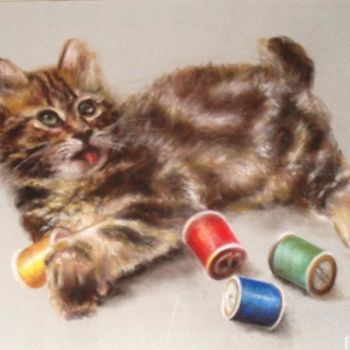 Painting titled "Chat" by André Teyssier, Original Artwork