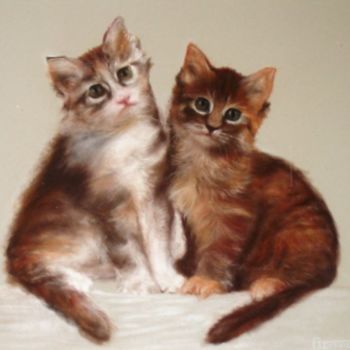 Painting titled "Chats" by André Teyssier, Original Artwork