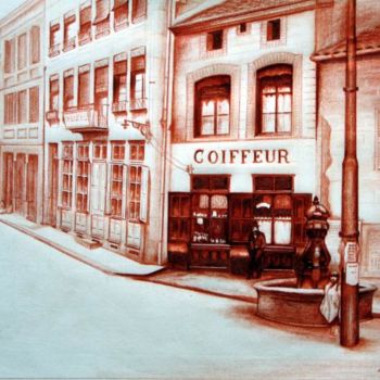 Painting titled "Vue de ma ville au…" by André Teyssier, Original Artwork