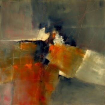 Painting titled "ORANGE MYRTILLE" by Maryline Mercier, Original Artwork, Oil