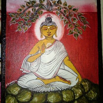 Painting titled "Gautam Buddha" by Smita Banerjee, Original Artwork, Oil