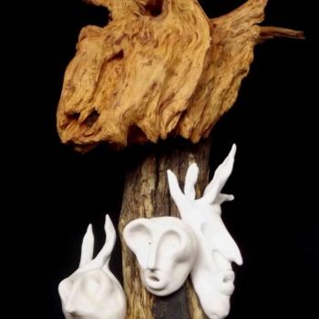 Sculpture titled "Des visages, des fi…" by Batich, Original Artwork, Mixed Media