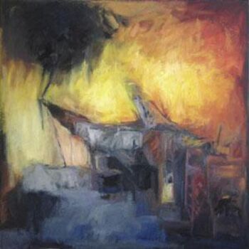 Schilderij getiteld "Soleil noir" door Sandrine Wely, Origineel Kunstwerk, Olie