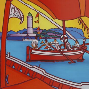 Painting titled "Course des barquett…" by Gwendoline Pieters, Original Artwork, Oil