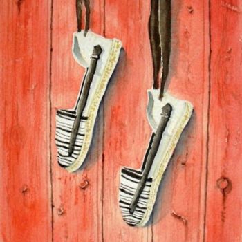 Peinture intitulée "les espadrilles cat…" par Paco Cabrera, Œuvre d'art originale
