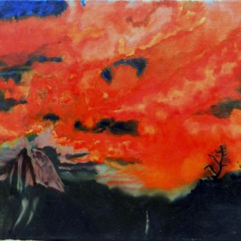 Painting titled "Embrasement" by Brigitte Mathé (MBL), Original Artwork, Oil Mounted on Wood Stretcher frame