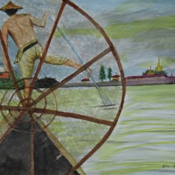 Peinture intitulée "PECHE EN BIRMANIE" par Eric Altmeyer, Œuvre d'art originale