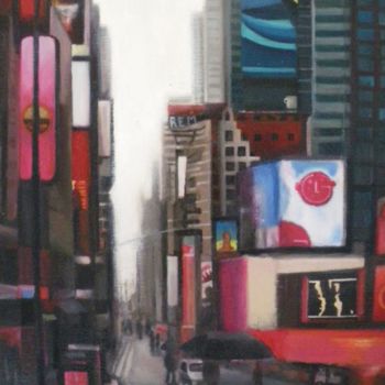 Pintura titulada "New york sous la pl…" por Pierre-Antoine Lépine, Obra de arte original, Oleo