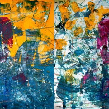 Painting titled "Yellow Rain" by Dmitri Matkovsky, Original Artwork, Oil