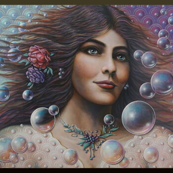 Painting titled "Portrait d'une jeun…" by Jean-Jacques Briquet, Original Artwork, Acrylic Mounted on Wood Stretcher frame