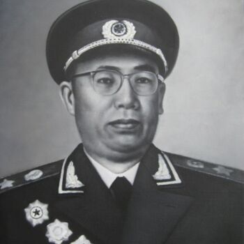 Malerei mit dem Titel "杨国祥油画中国十大元帅罗荣桓肖像" von Yang Guo Xiang, Original-Kunstwerk