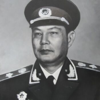 Malerei mit dem Titel "杨国祥油画中国十大元帅叶剑英肖像" von Yang Guo Xiang, Original-Kunstwerk, Öl