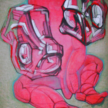 Painting titled "fishheads" by Bubon, Original Artwork, Gouache