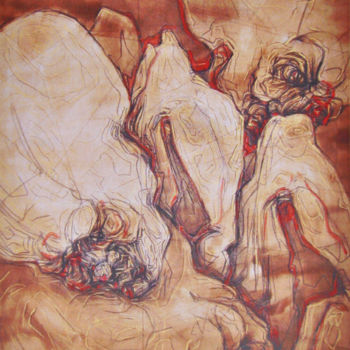 Painting titled "heads" by Bubon, Original Artwork, Gouache