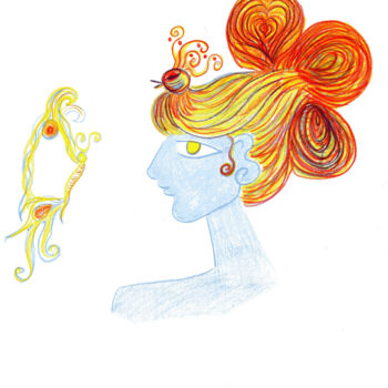 Dibujo titulada "GIRL WITH THE COLOR…" por Toni Barca, Obra de arte original, Otro