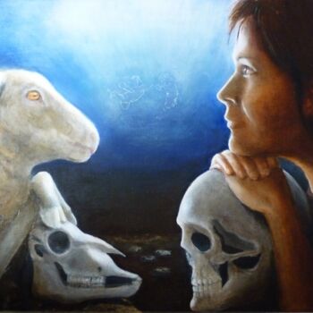 Peinture intitulée "Face à face" par M Batté Gauthier, Œuvre d'art originale, Huile