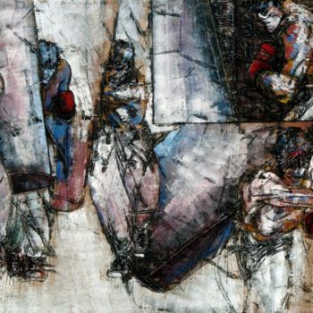 Painting titled "boxe ORIGINAL ART W…" by Pierre Olié, Original Artwork, Oil