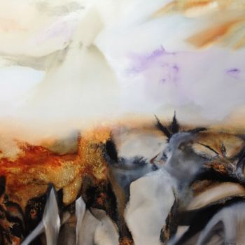 Painting titled "volcano" by Marcel Gris, Original Artwork, Oil