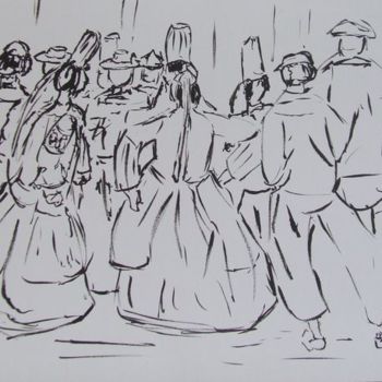 Peinture intitulée "danse-bretonne.jpg" par Lapiche, Œuvre d'art originale
