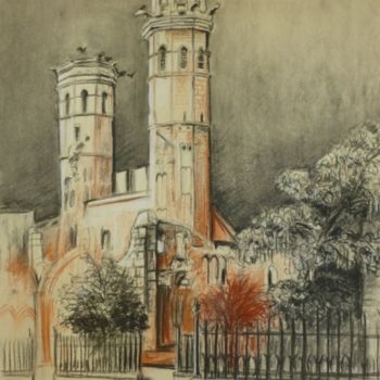 Dessin intitulée "Cathédrale ST VINCE…" par Pierre Feyeux, Œuvre d'art originale, Autre