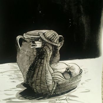 Dessin intitulée "Canard en osier" par Pierre Feyeux, Œuvre d'art originale, Autre