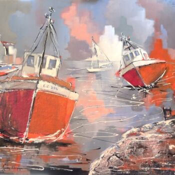 Peinture intitulée "Marée basse à Conca…" par Jacky Dumergue, Œuvre d'art originale, Huile