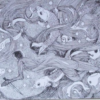Peinture intitulée "opus marine" par Evelyne Hervé, Œuvre d'art originale, Huile