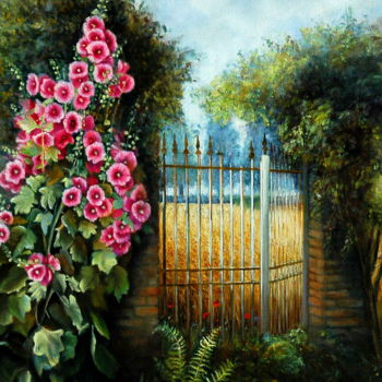Peinture intitulée "LA VIEILLE GRILLE" par Yvette Matysiak, Œuvre d'art originale, Huile