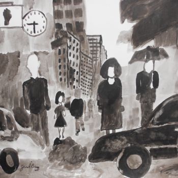 Painting titled "Manhattan Abstract…" by Janel Bragg, Original Artwork, Ink