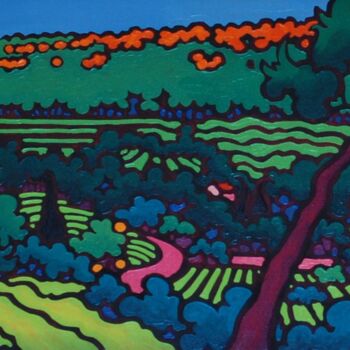 Painting titled "Entre les vignes et…" by Gwendoline Pieters, Original Artwork, Oil