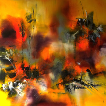 Pintura intitulada "Feux de ciel" por Muriel Cayet, Obras de arte originais