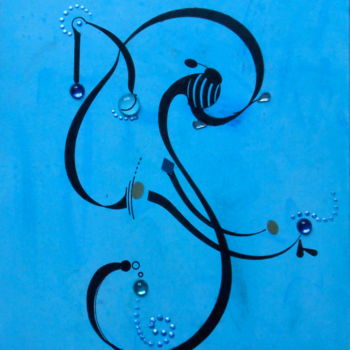 Painting titled "Lettrine XV" by Mona Bessaa, Original Artwork, Oil