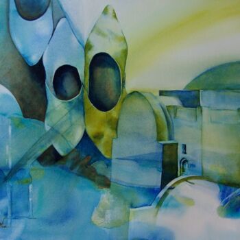 Painting titled "Babouche Orient" by Isabelle Seruch Capouillez, Original Artwork, Watercolor